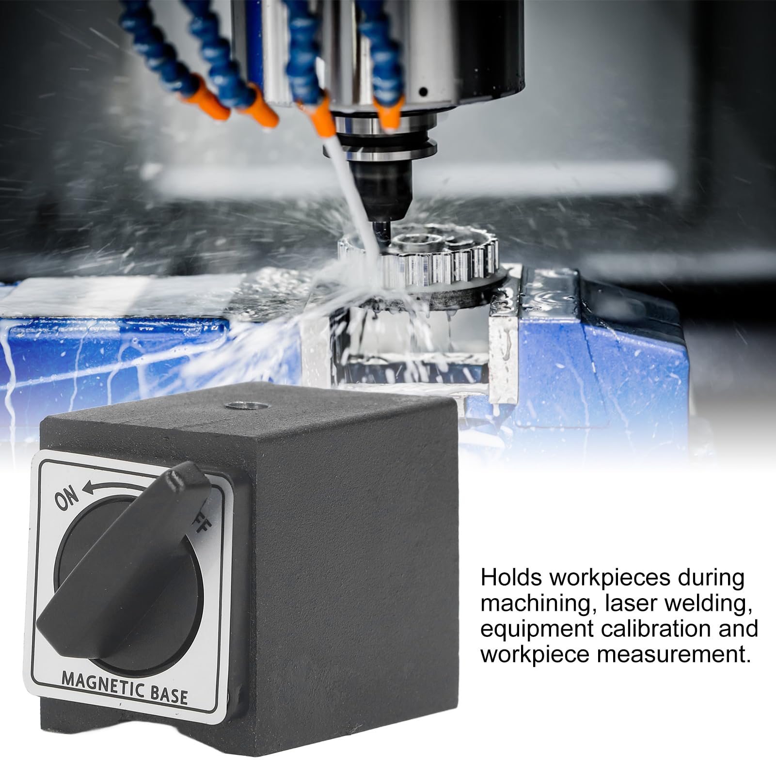 **33lb Magnetic Base Holder with M5 Threaded Dial - Heavy Duty Magnetic Stand for Digital Dial Indicator Gauge, On/Off Switch & Secure Holding Power - Perfect for Precision Machining, Woodworking & Metalworking**