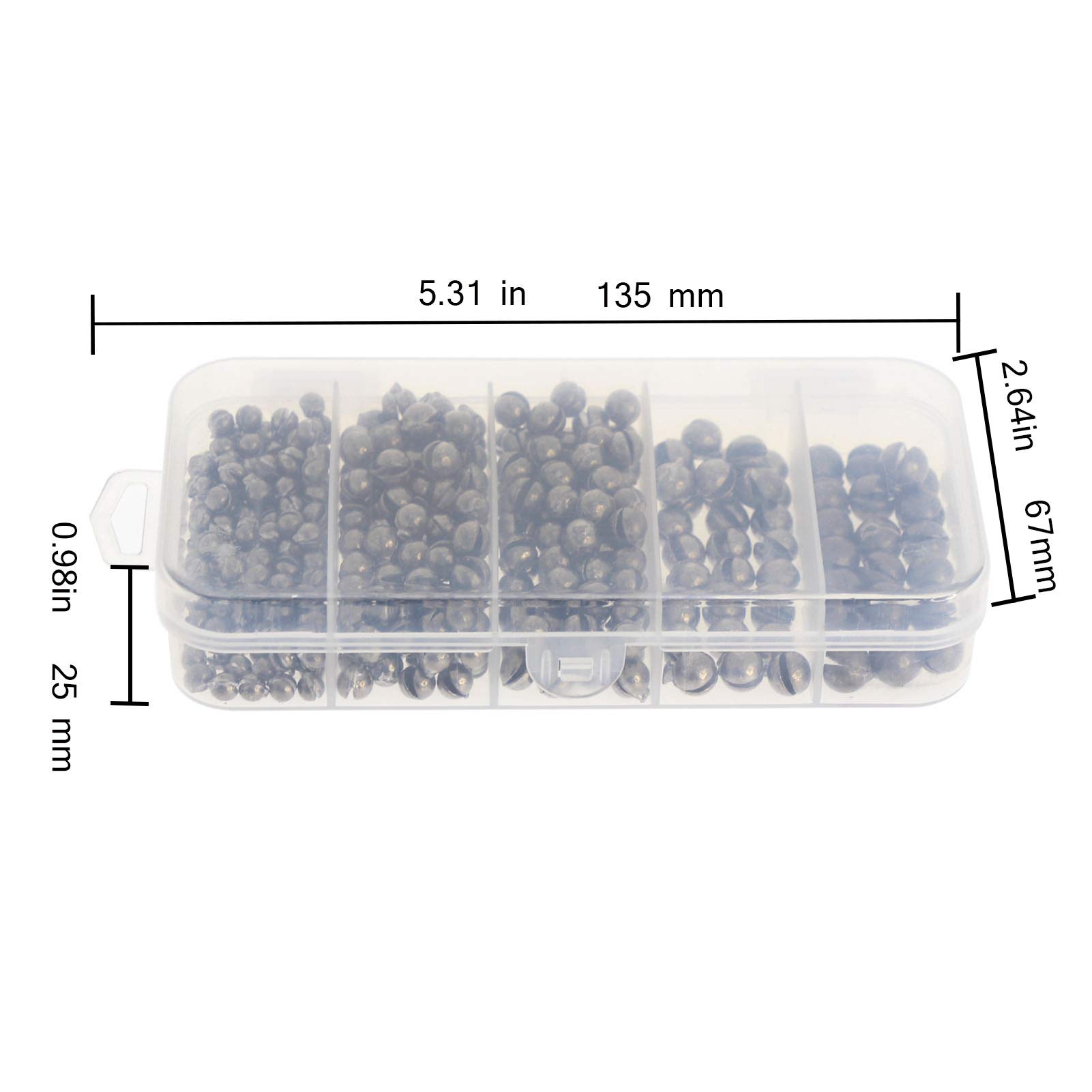 400pcs Removable Split Shot Fishing Sinkers Kit - 5 Sizes (0.014-0.088 oz) for Croch, Bass & Freshwater Fishing | Lead-Free Weights for Perfect Casting & Bait Control