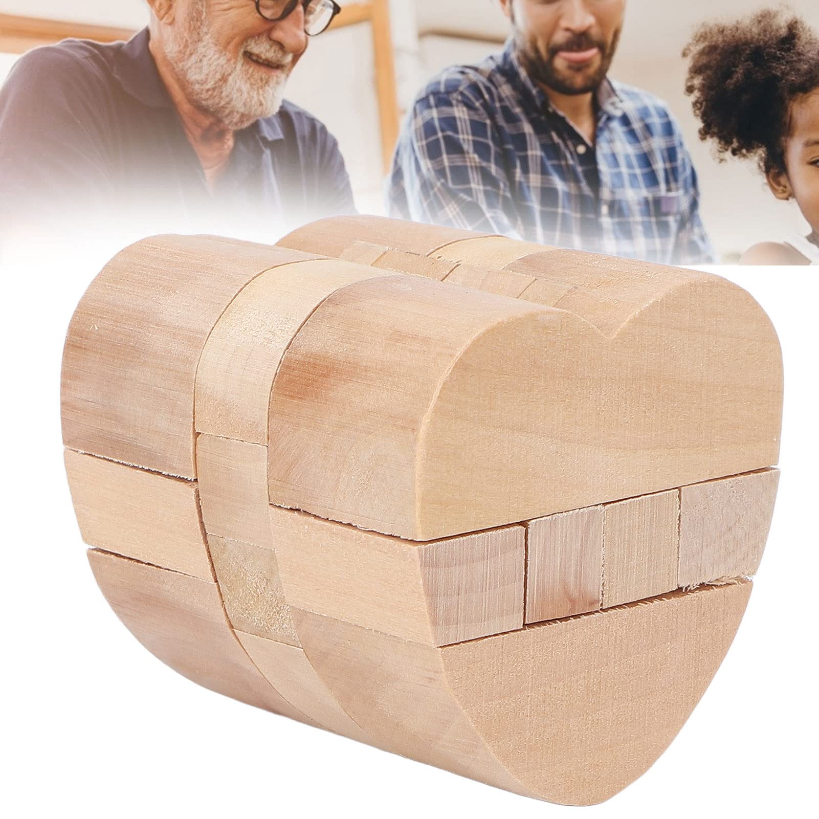 3D Wooden Puzzle Cube Brain Teaser Toy for Kids & Adults - Challenging Logic Game for Family Fun, Stress Relief & Mental Exercise - Perfect for Gifts, Office Decor & Educational Play