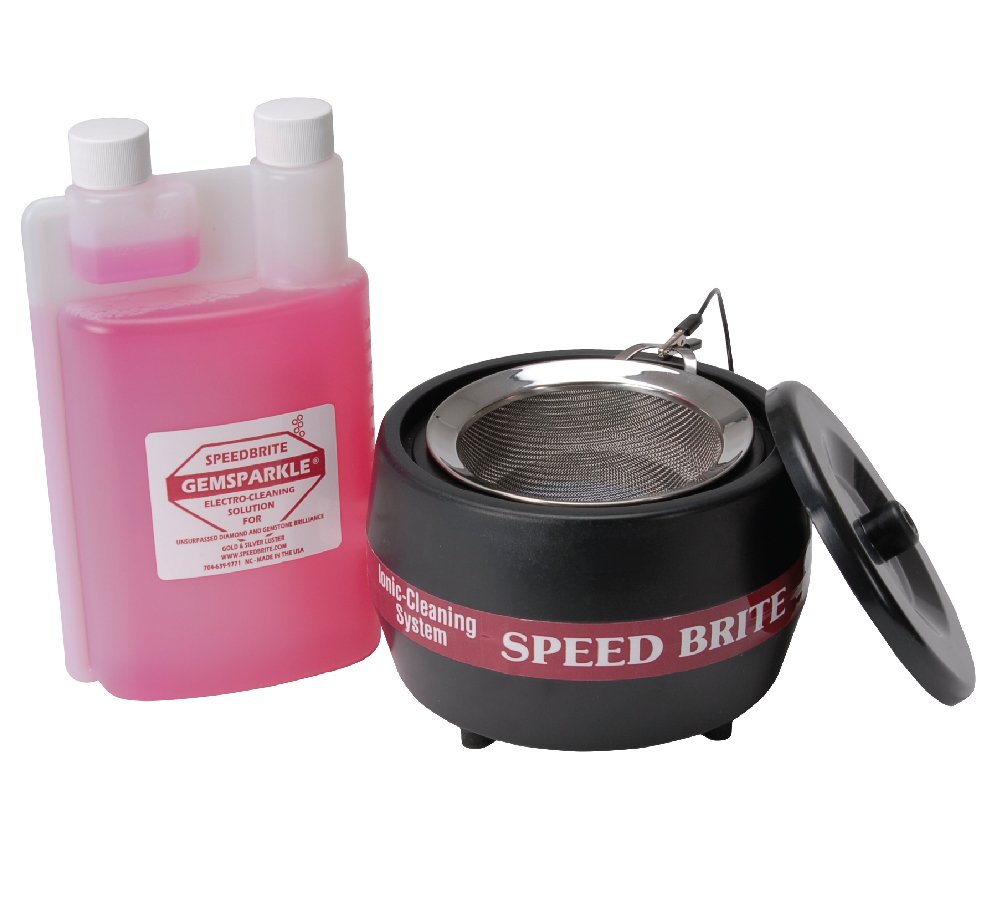 Speed Brite Turbo Ionic Jewelry Cleaner 200SB - Professional Ultrasonic Cleaner for Gold, Silver, Diamonds & Gemstones | 12 oz Capacity | Fast Cleaning in Seconds | Includes 32 oz GemSparkle Concentrate | Perfect for Rings, Necklaces, Watches & Wedding Jewelry Care