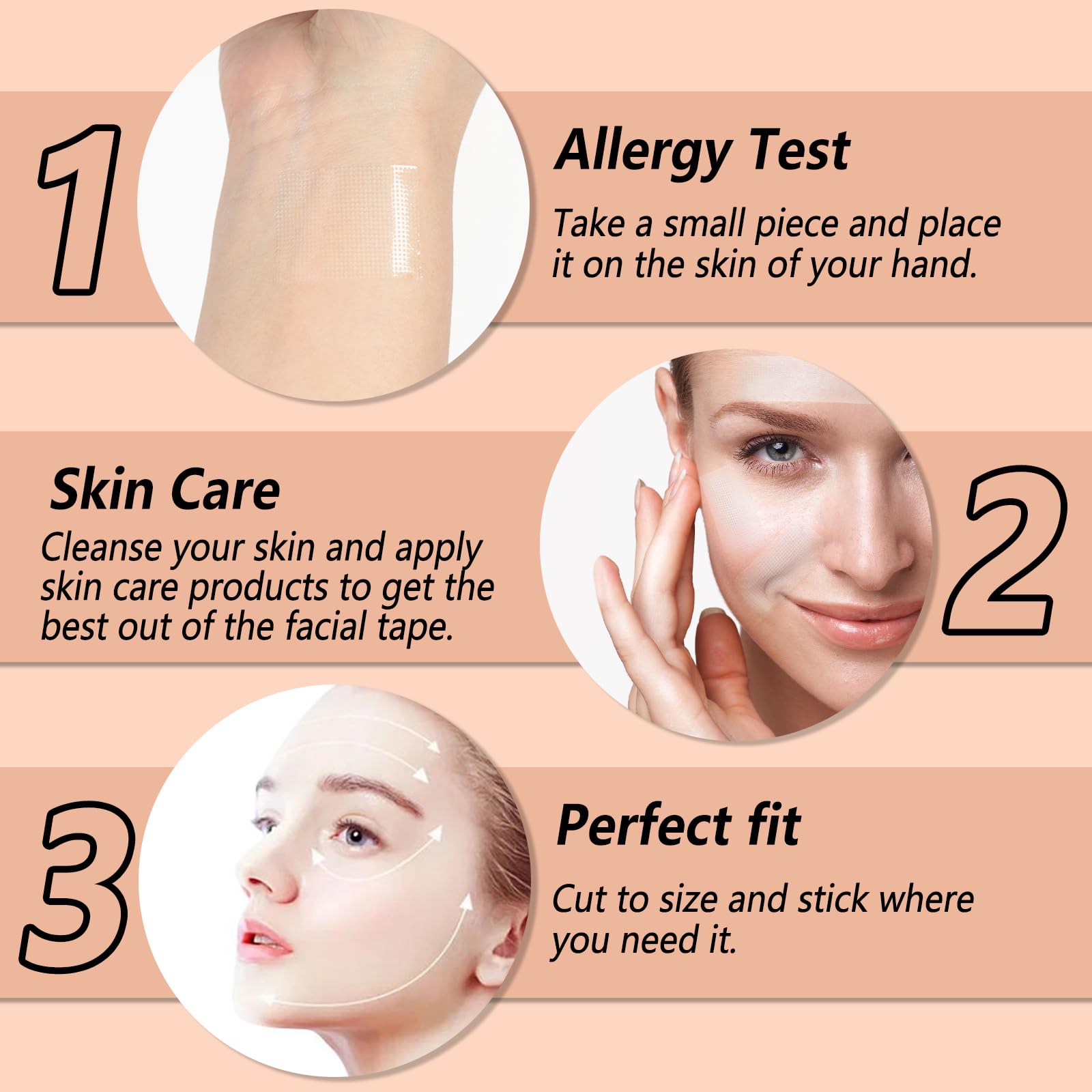 Anti-Wrinkle Face Tape - 3 Rolls (10 Yards Each) for Forehead & Facial Wrinkle Reduction, Myofascial Lift Tape for Smooth Skin | Overnight Use, Daytime Wear & Special Events
