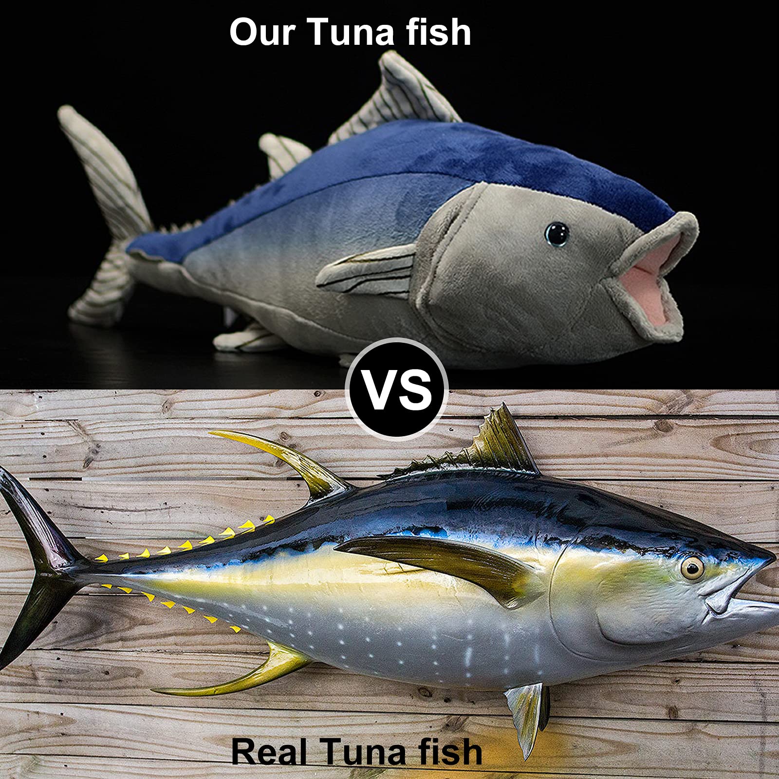16inch Realistic Bluefin Tuna Stuffed Animal Plush Toy - Lifelike Ocean Fish Plushie, Ultra Soft Stuffed Doll for Kids, Perfect Gift for Children & Marine Life Enthusiasts | Great for Bedtime Cuddles, Ocean-Themed Decor, and Educational Play