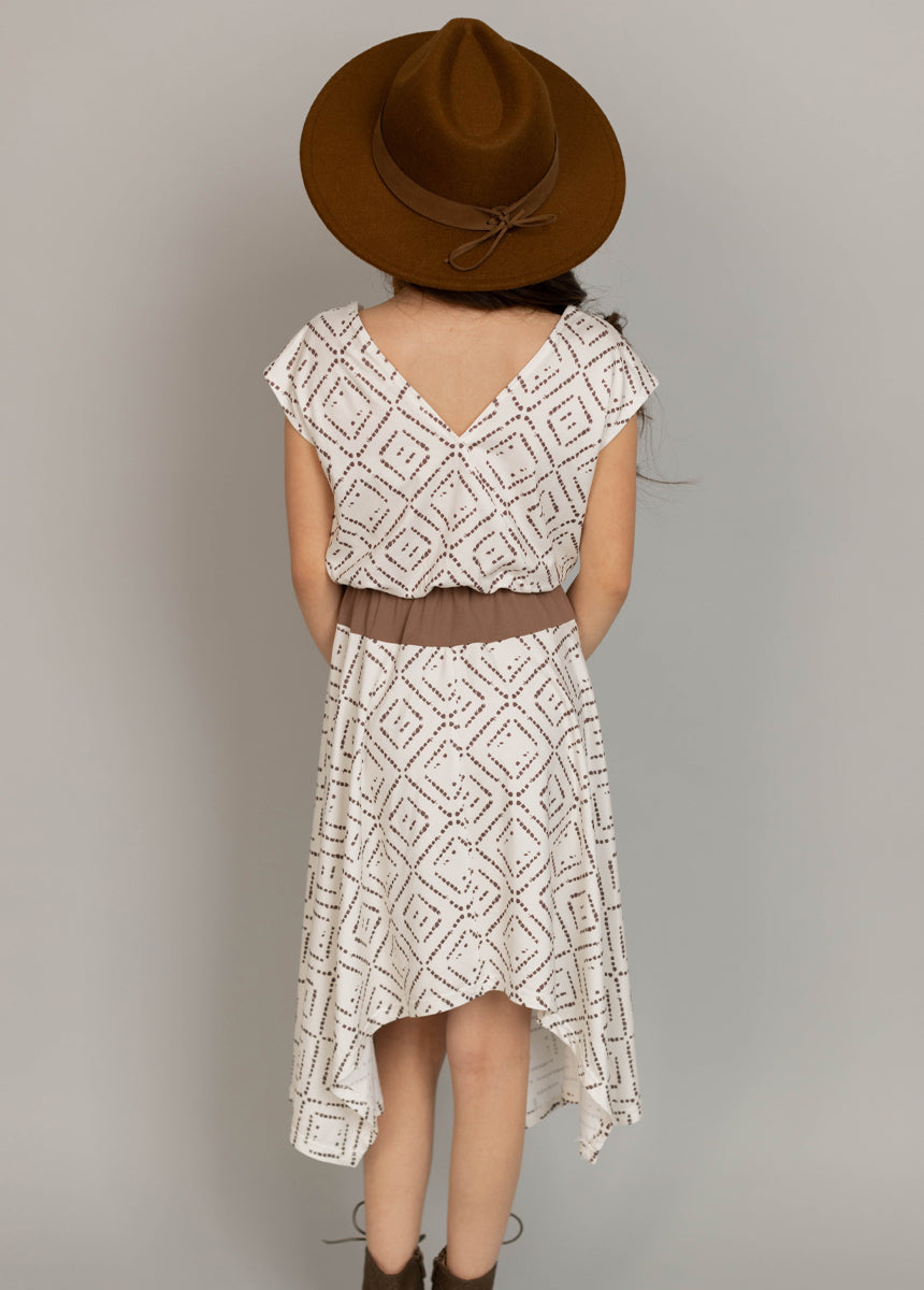 Boho Geometric Print Cream Dress for Women - Flowy Maxi Dress for Beach, Vacation & Summer Outfits