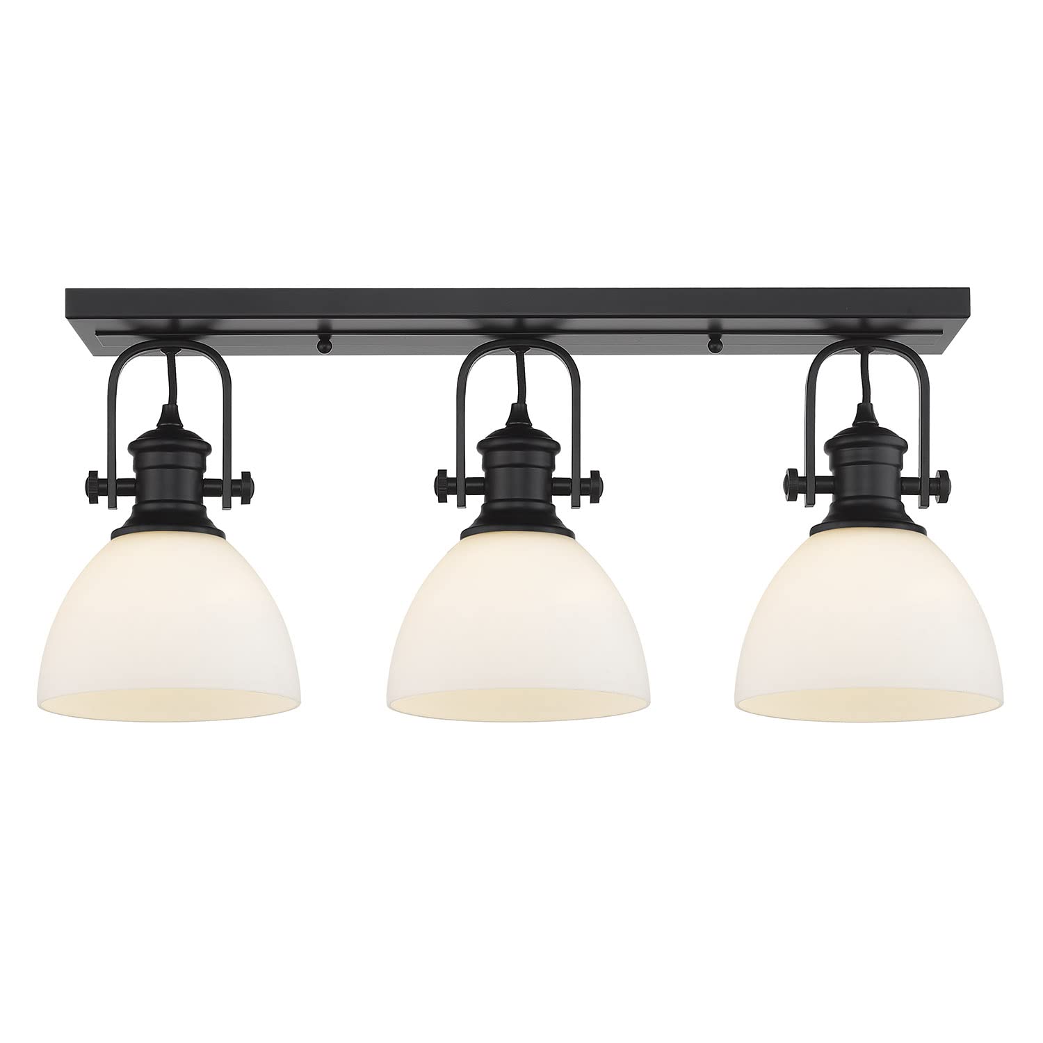 Golden Lighting 3118-BA3 BLK-OP Hines Vanity Light - Matte Black Finish with Opal Glass Shades for Bathroom Mirror Lighting | Perfect for Modern Home Decor & Vanity Makeup Area
