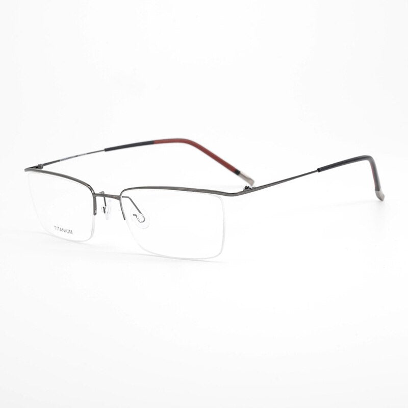 Bclear Titanium Semi-Rimless Square Eyeglasses for Men - Lightweight & Durable Frame (Model HL5502) - Perfect for Office, Reading & Everyday Use