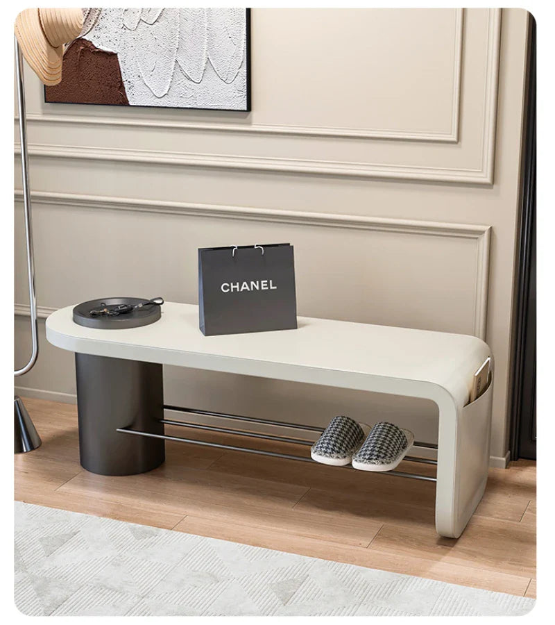 Stylish Leather Shoe Bench with Storage | Modern Entryway Stool for Comfortable Seating | Perfect for Hallway, Bedroom & Shoe Organization
