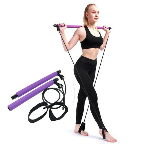 Premium Yoga Pilates Bar with Resistance Bands - Full Body Workout Equipment for Home Gym, Crossfit & Strength Training - Perfect for Stretching, Toning & Fitness Routines