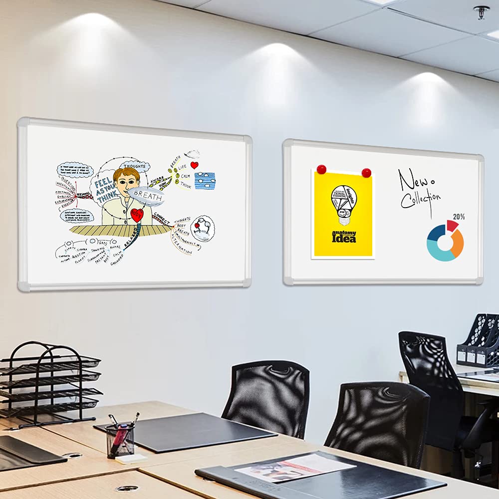 Magnetic Whiteboard 32x44 Inch - Aluminum Frame Dry Erase Board for Wall with Detachable Marker Tray | Perfect for Home Office, Classroom, Kitchen Memo & Planning | Wall Mount Whiteboard for School, Office & Home Organization