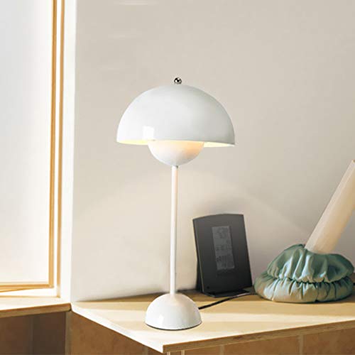 Macaroon Desk Lamp - 1 Bulb Reading Light with Iron Shade for Study Room, Bedroom & Office - Adjustable Table Lamp for Studying, Working & Night Reading (White)