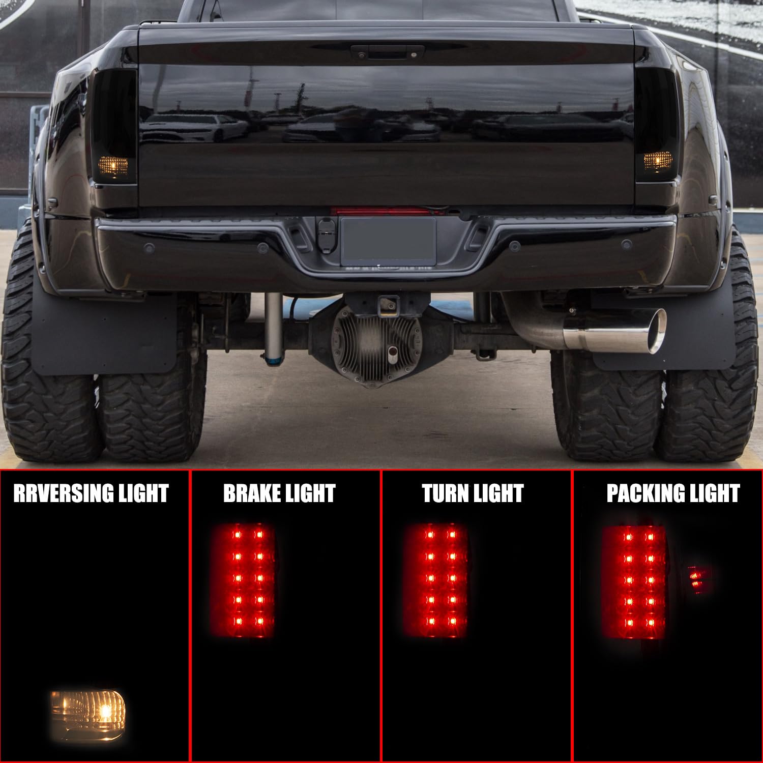 RANSOTO Smoke Black LED Tail Lights Compatible with 2009-2018 Dodge Ram 1500 2500 3500 - Passenger & Driver Side Rear Brake Lamps (Not for Factory LED Models) - Durable Replacement for Enhanced Night Visibility & Style