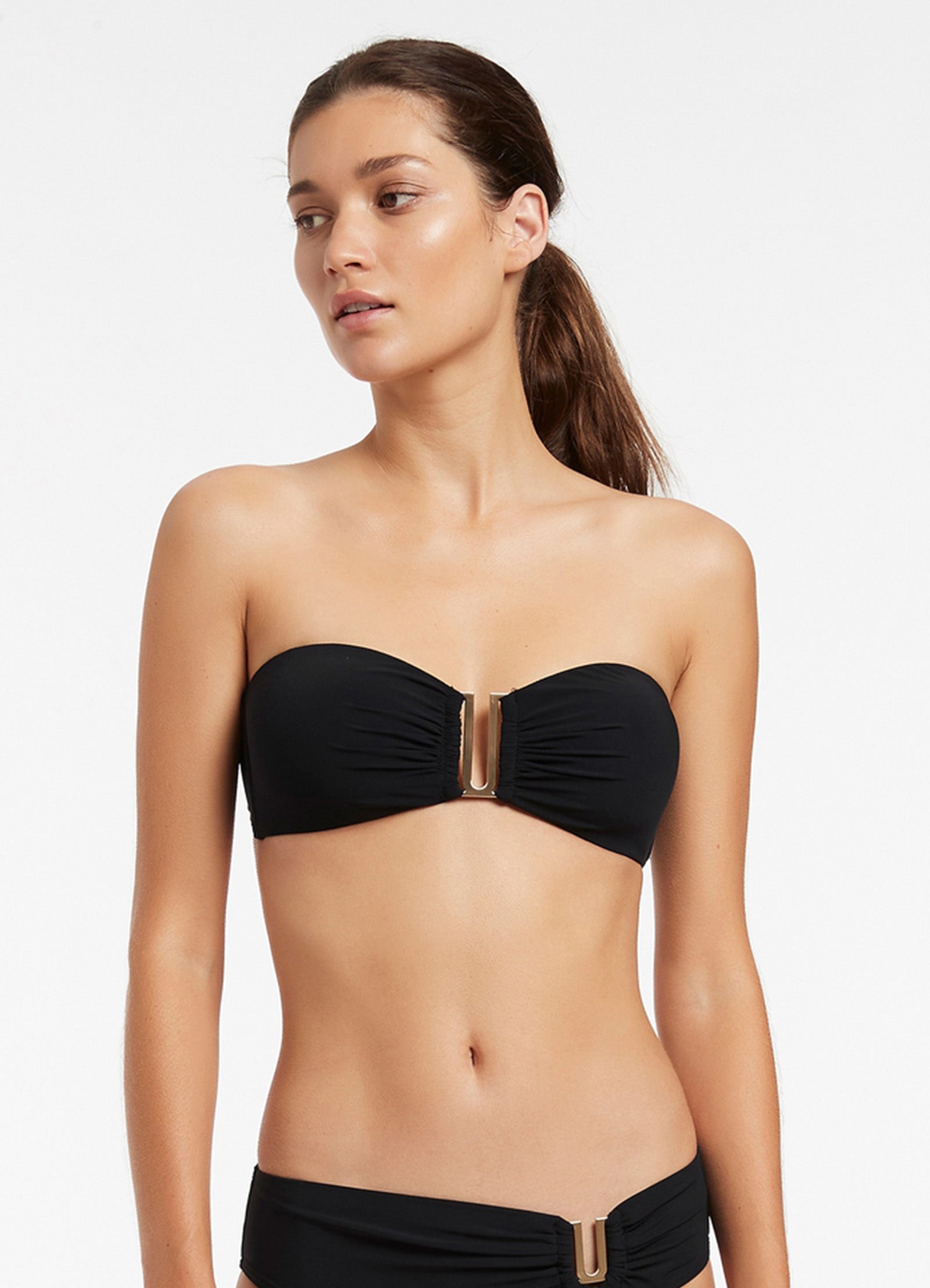 Jetset Black Bandeau Bikini Top for Women - Sexy Strapless Swimwear for Beach, Pool & Vacation
