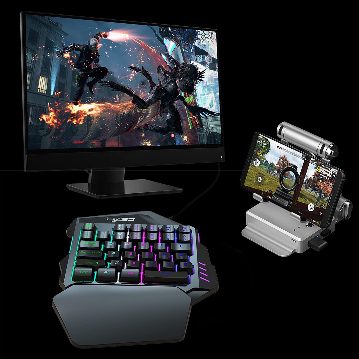 35-Key One-Handed Mechanical Gaming Keyboard with LED Backlight & Wrist Rest - USB Wired for LOL, PUBG, PC/Mac/Windows - Perfect for Esports, MMO & FPS Gaming