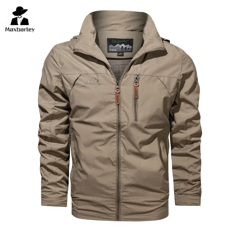 Men's Windproof Hooded Jacket - Breathable Outdoor Windbreaker Coat for Camping, Fishing & Tactical Use | Military Style Casual Jacket (Size 5XL) | Perfect for Hiking, Travel & Adventure Activities