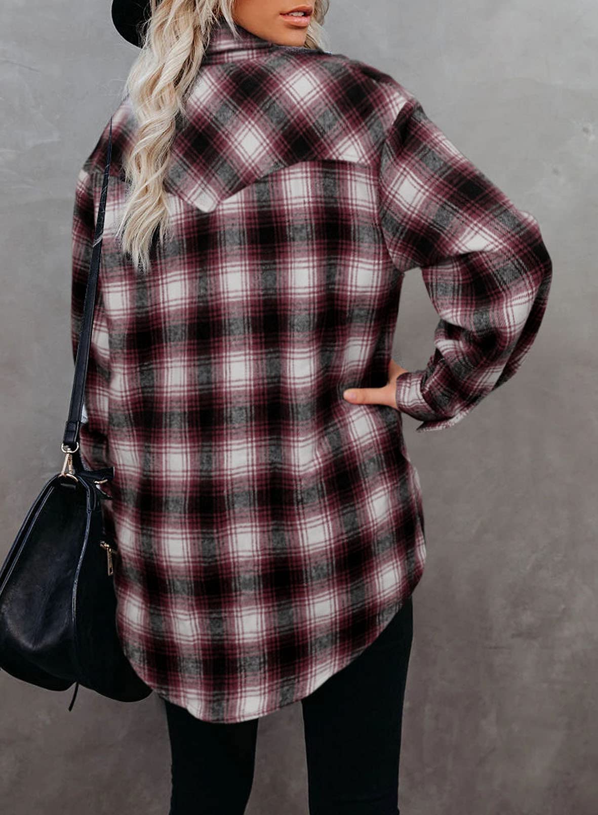 BTFBM Women's Plaid Flannel Shacket - Long Sleeve Button Down Casual Shirt Jacket for Fall & Spring | Loose Fit Blouse Top for Work, Outdoors & Layering (2025 Fashion)