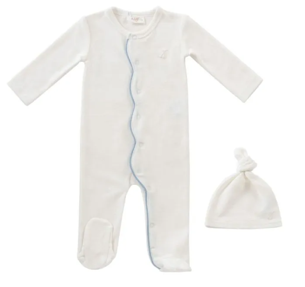 Kipp Scallop Terry Stretchie with Hat for Newborn Baby 6 Months - Soft & Comfortable Infant Outfit for Daily Wear, Photo Shoots, and Special Occasions