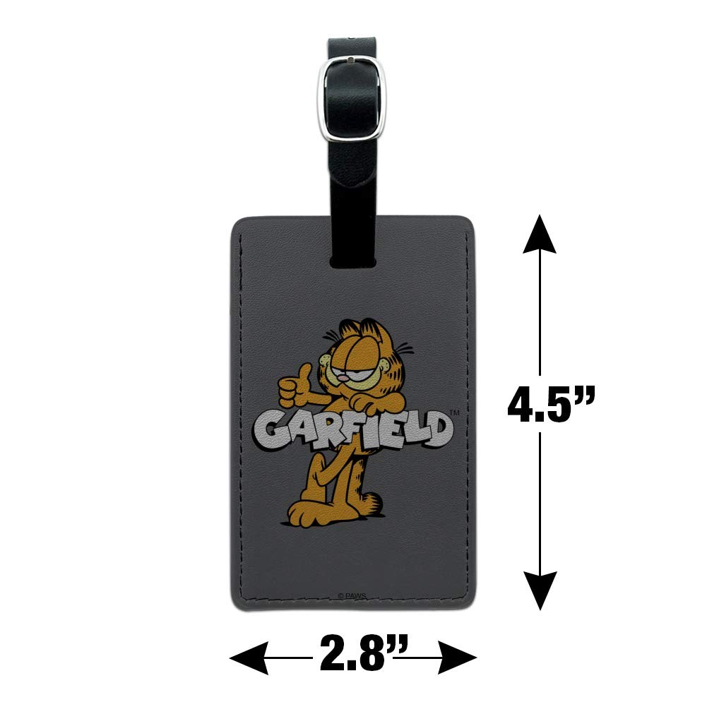Garfield Themed Rectangle Leather Luggage Tag with Logo - Durable Suitcase ID Card Holder for Carry-On Bags | Perfect for Travel, Business Trips & Gift Giving