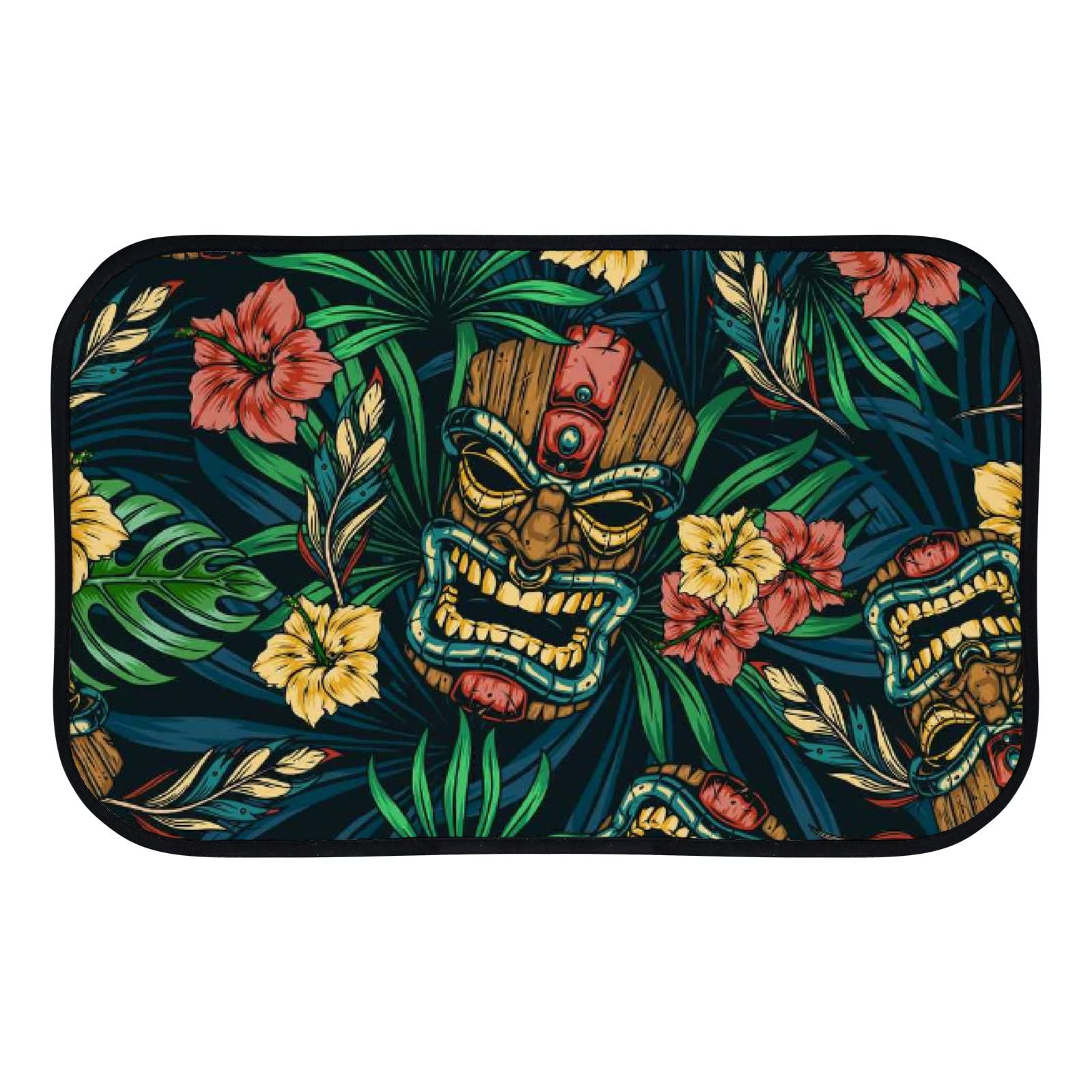 Soft Foam Area Rugs with Tribal Tiki Mask Design - Washable Non-Slip Kitchen & Bath Rug - Indoor/Outdoor Home Decor (31x20 Inches) - Perfect for Kitchen Floors, Bathroom Mats, and Patio Decor
