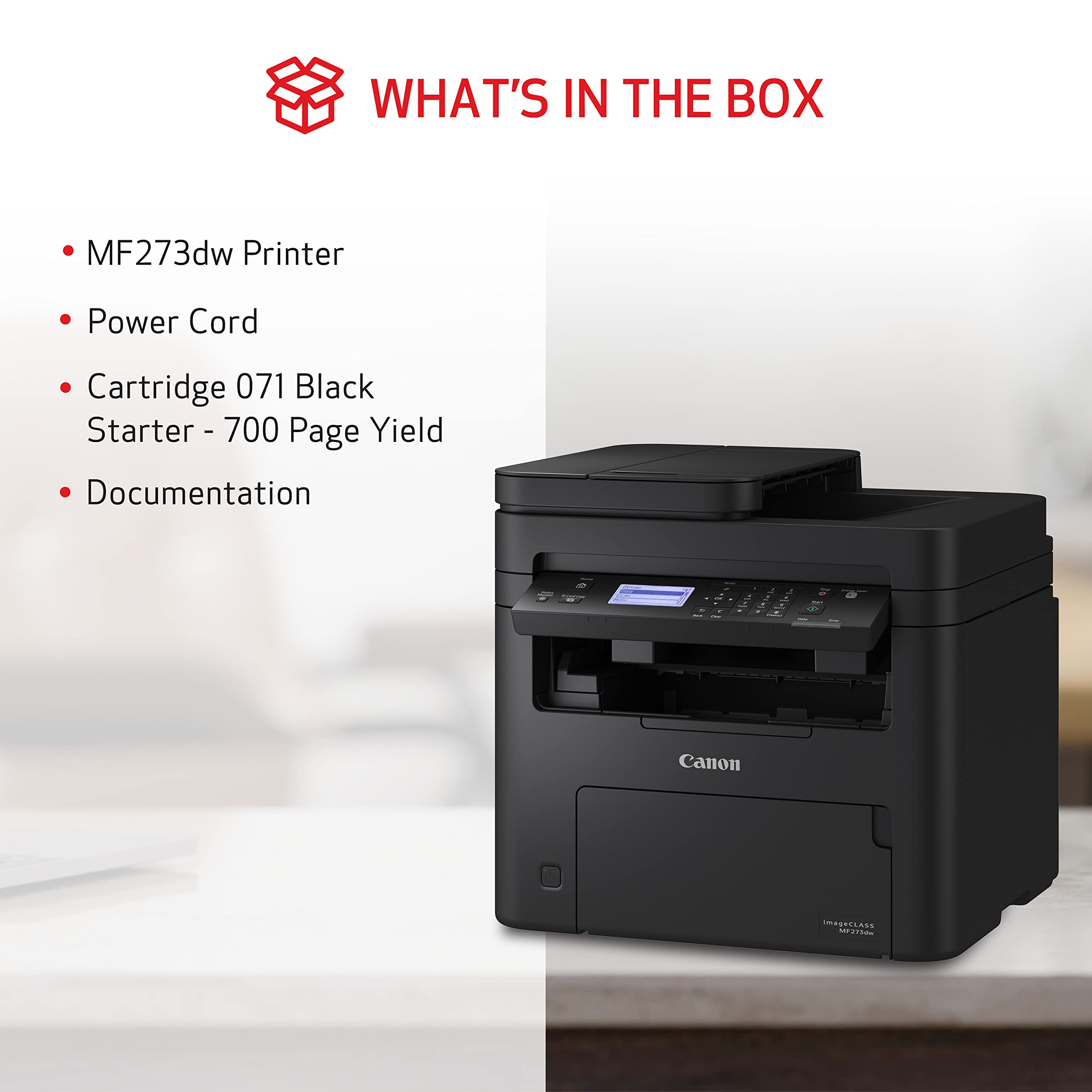 Canon imageCLASS MF273dw Wireless Monochrome Laser Printer - All-in-One Scanner, Copier, Fax with Auto Document Feeder | 30 PPM Fast Printing | 1-Year Warranty | Ideal for Home Office & Small Business Document Printing