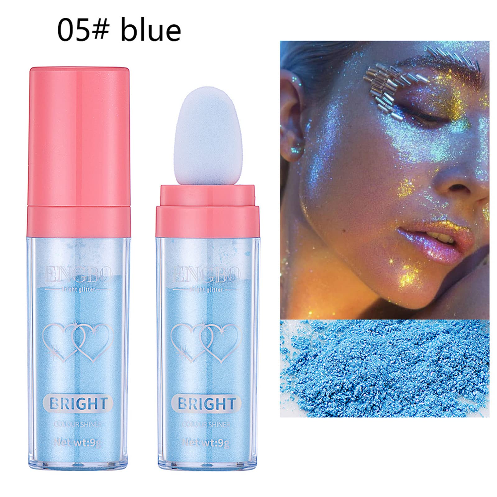 BeauFairy Highlighter Powder Stick - 5 Color Shimmer Glitter Powder for Face, Eyes, Lips & Body | Vegan & Cruelty-Free Makeup | Perfect for Parties, Photos & Night Out Glow