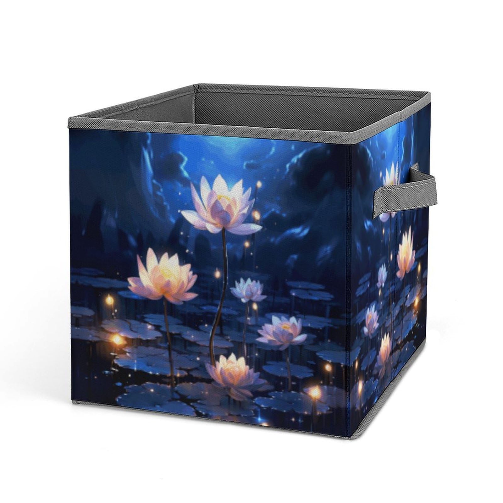 Collapsible Storage Bins with Night Flowers Print - Foldable Storage Box with Dual Handles for Closet, Bedroom, Office & Outdoor Use - Perfect for Organizing Clothes, Toys, and Home Decor