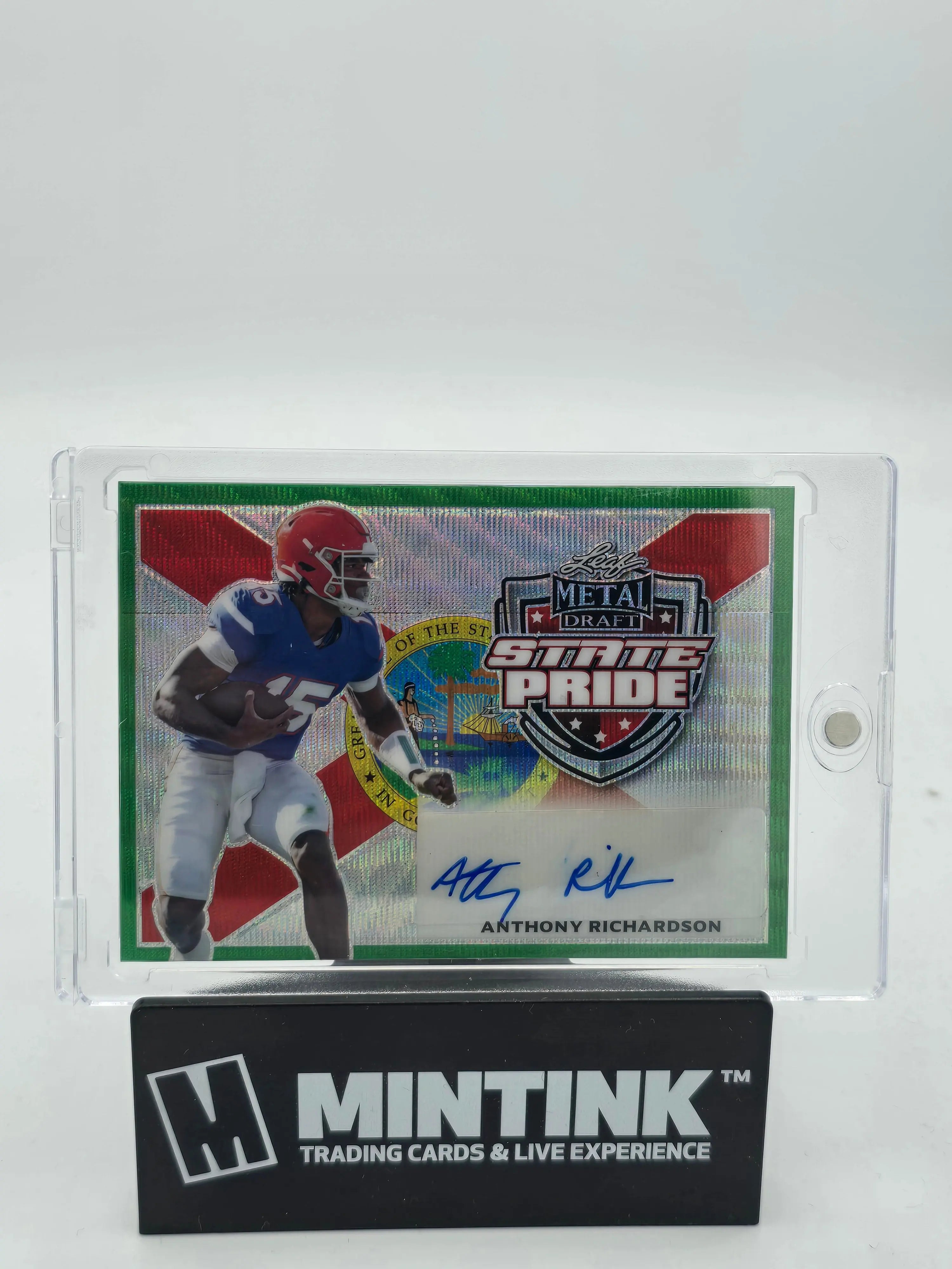 2022 Leaf Metal Draft Anthony Richardson Green Wave State Pride Auto Autograph /7 - Rare Football Trading Card for Collectors & Fans - Perfect for Sports Memorabilia Displays & Investment Collections