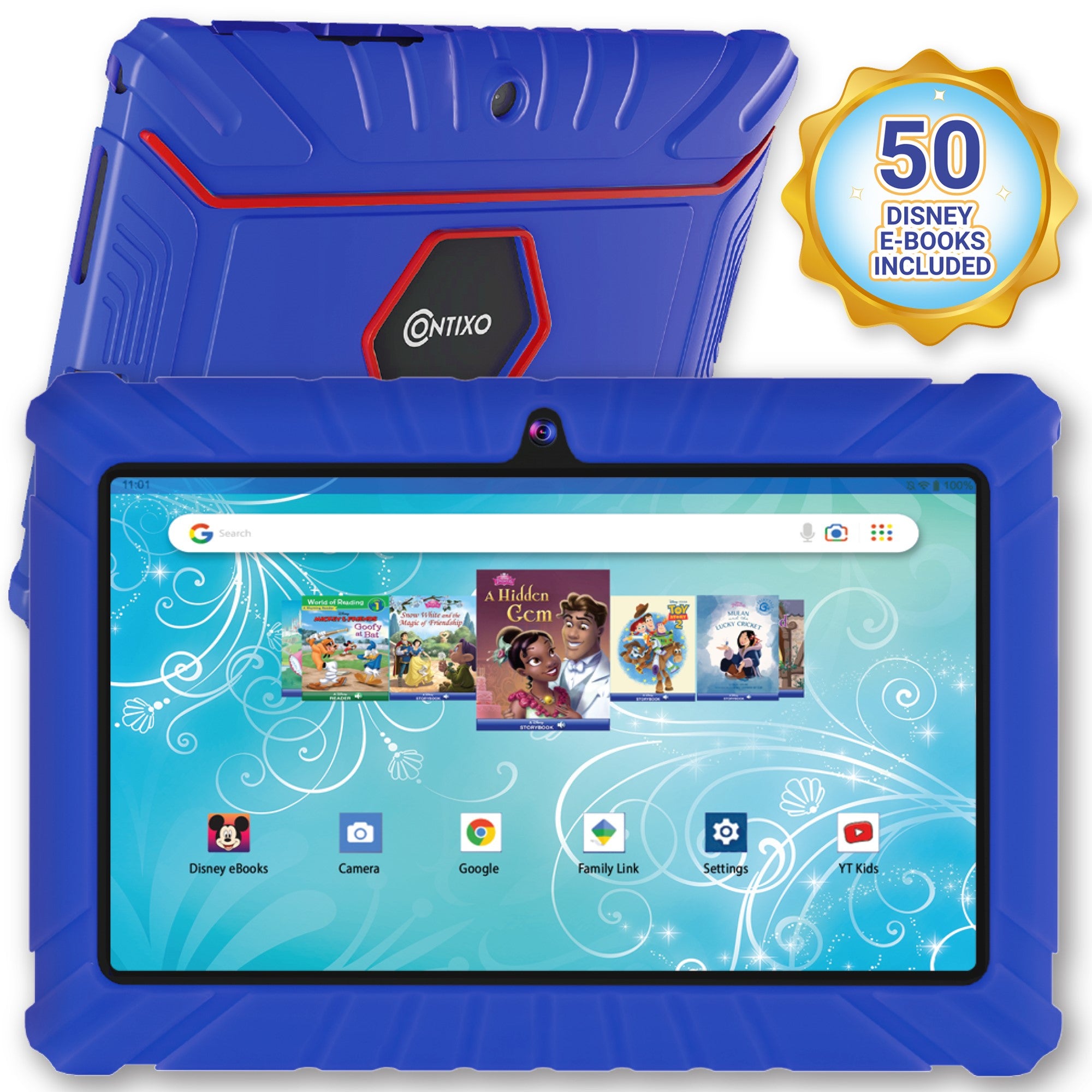 Contixo V8 2 32GB Kids Tablet with Disney eBooks - Dark Blue | Educational Learning Tablet for Children | Perfect for Homeschooling, Travel & Entertainment