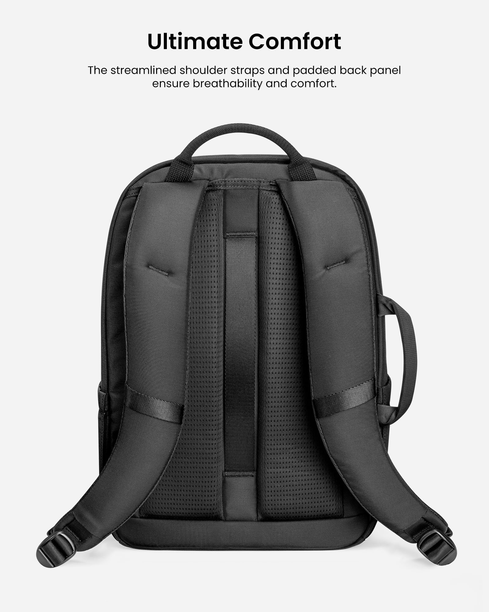 tomtoc Minimalist Laptop Backpack 20L - Water-Resistant Cordura Ballistic Nylon Daypack for 15.6 Inch Notebook, UrbanEX-T65 Black - Perfect for Daily Commute, Work & Travel