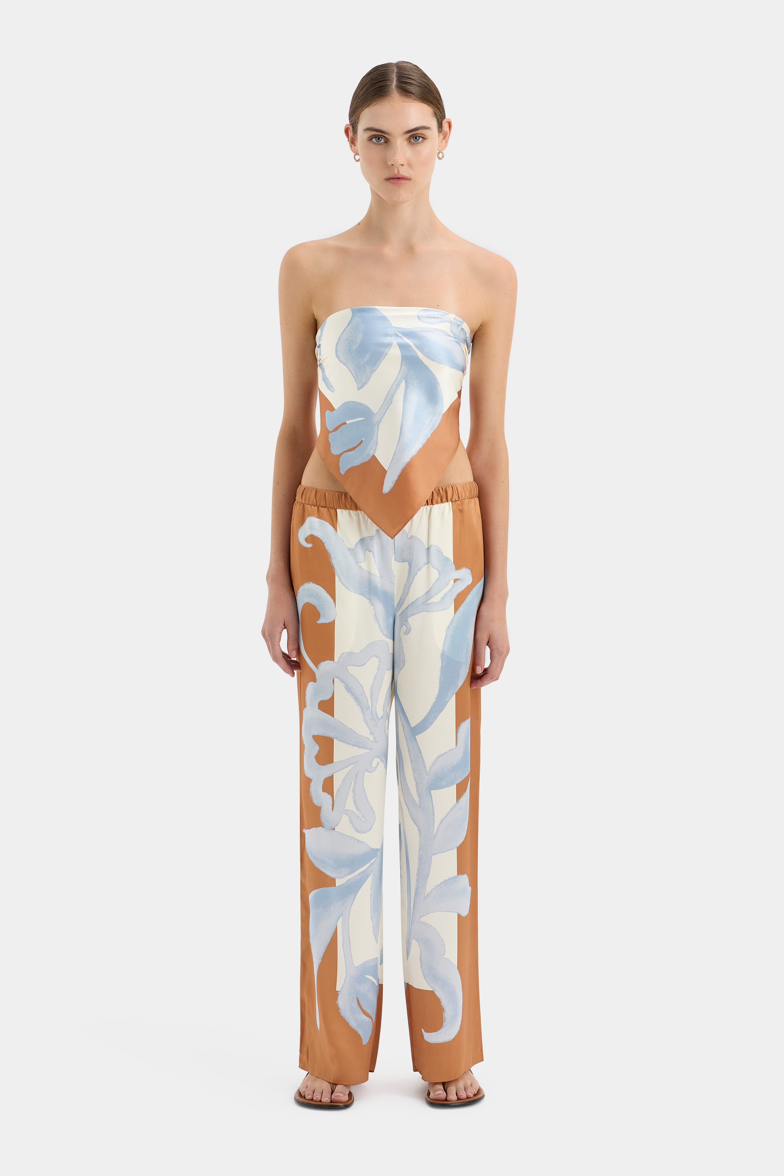Sorrento Pants with Scarf Print - Stylish Women's Palazzo Pants for Casual Wear, Travel & Boho Outfits