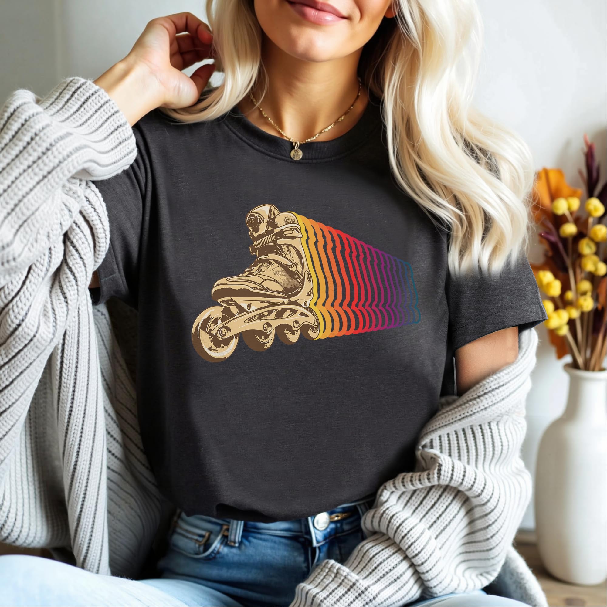 Vintage 70s Roller Skating Shirt - Retro Roller Derby & Rollerblader Tee - Softstyle Unisex T-Shirt for Skaters - Perfect Gift for Roller Skate Enthusiasts & 70s Fashion Lovers