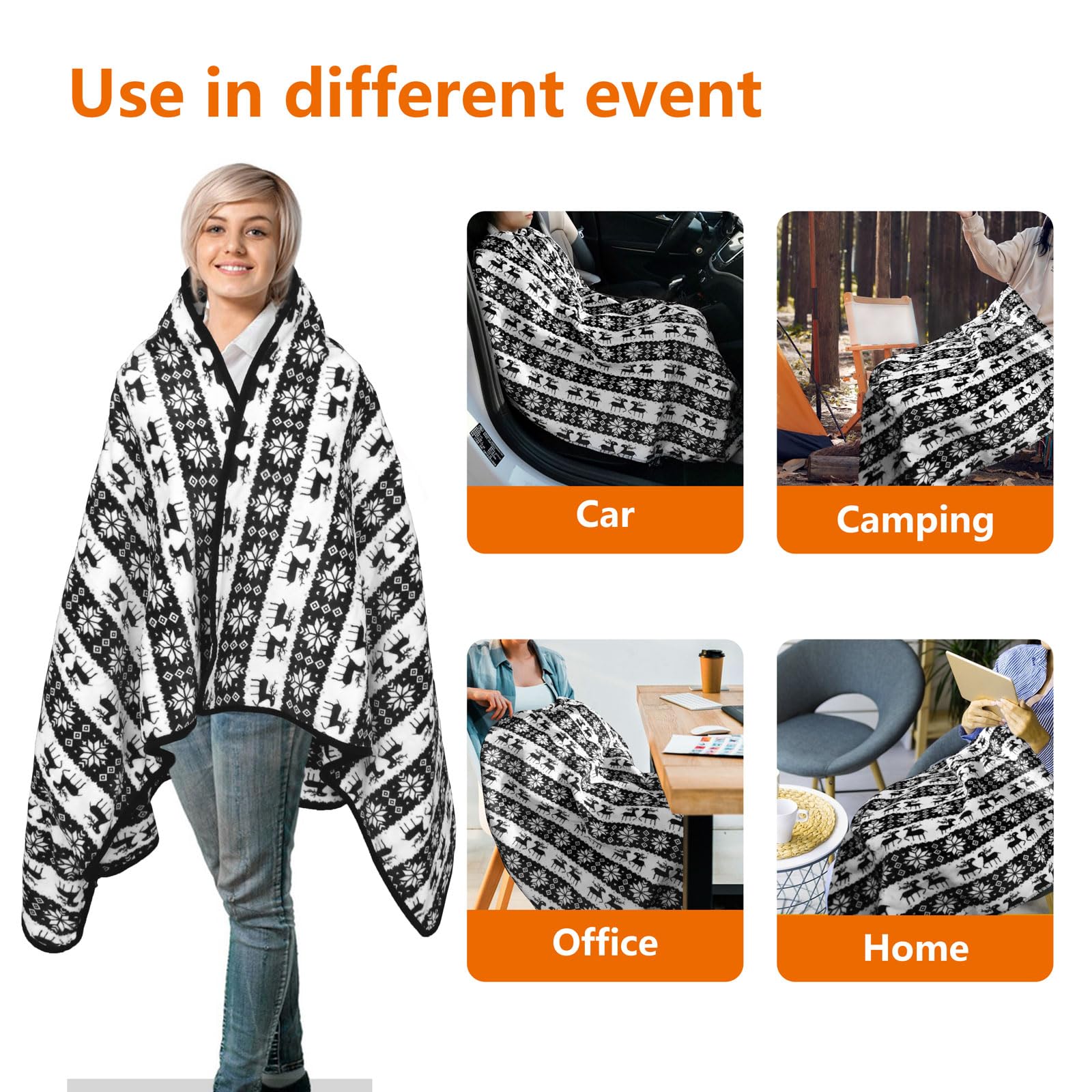 12V Electric Heated Car Blanket - Dual Heat Settings Portable Warming Blanket for Cars, Trucks & SUVs | Perfect for Winter Road Trips & Cold Weather Commutes (Black)