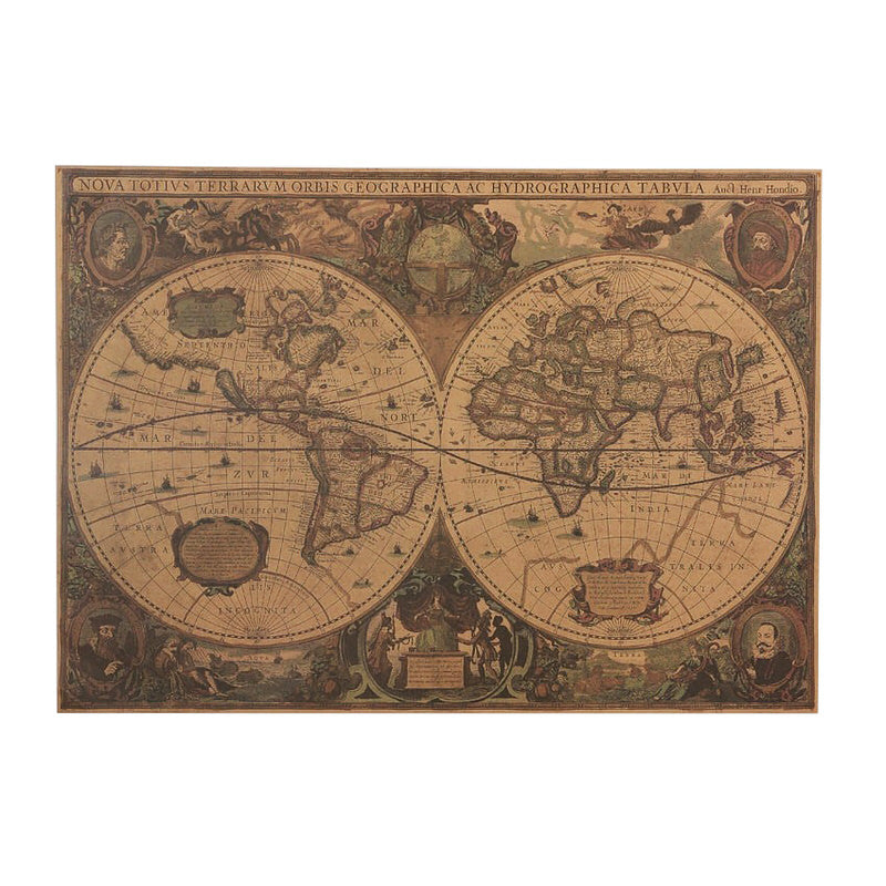Vintage World Map Poster - Antique Style Kraft Paper Wall Art for Home, Office & Classroom Decor - Perfect for Travel Lovers & Geography Enthusiasts