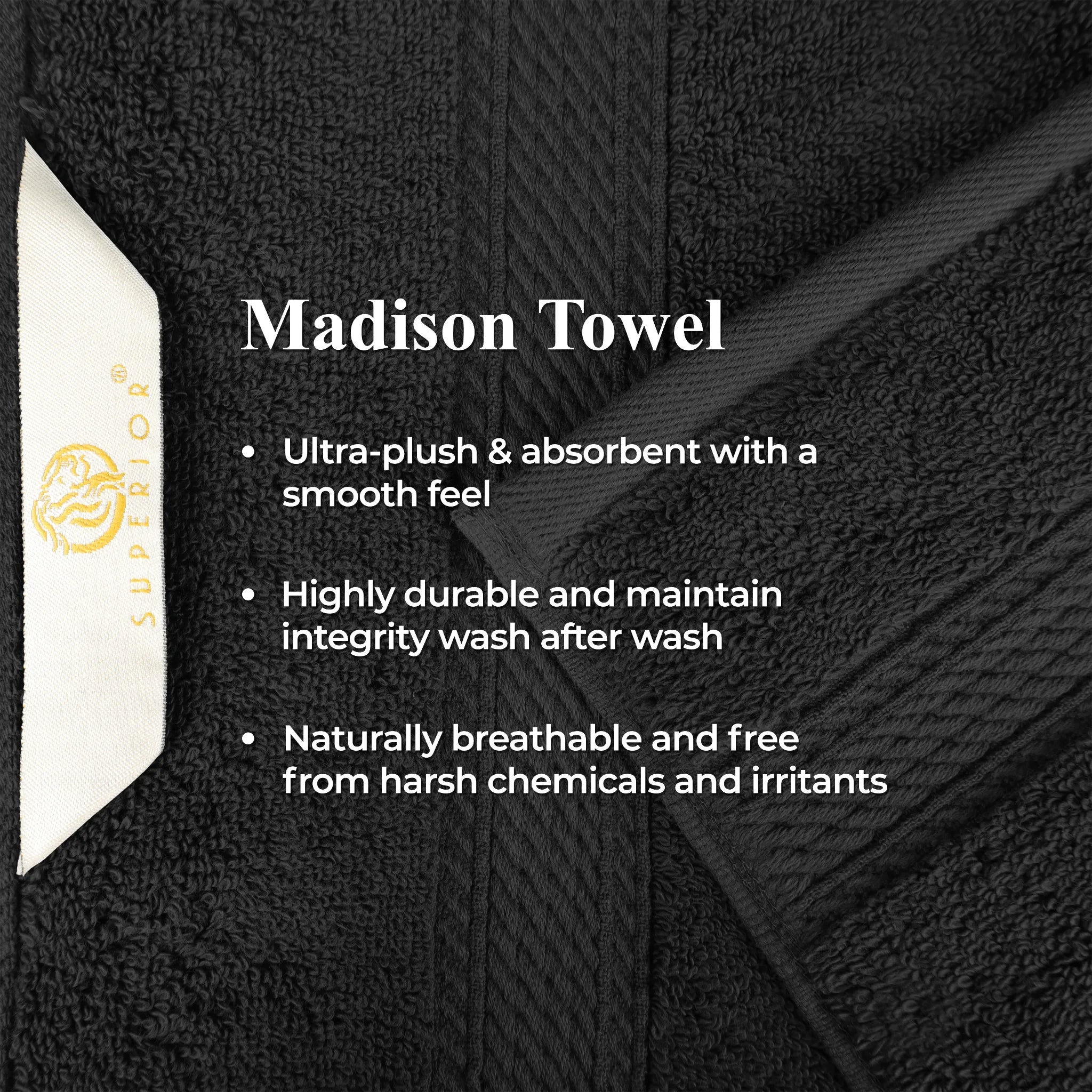 Premium Madison Egyptian Cotton 4-Piece Bath Towel Set - Ultra Soft, Absorbent & Heavyweight for Spa, Bathroom & Luxury Home Use