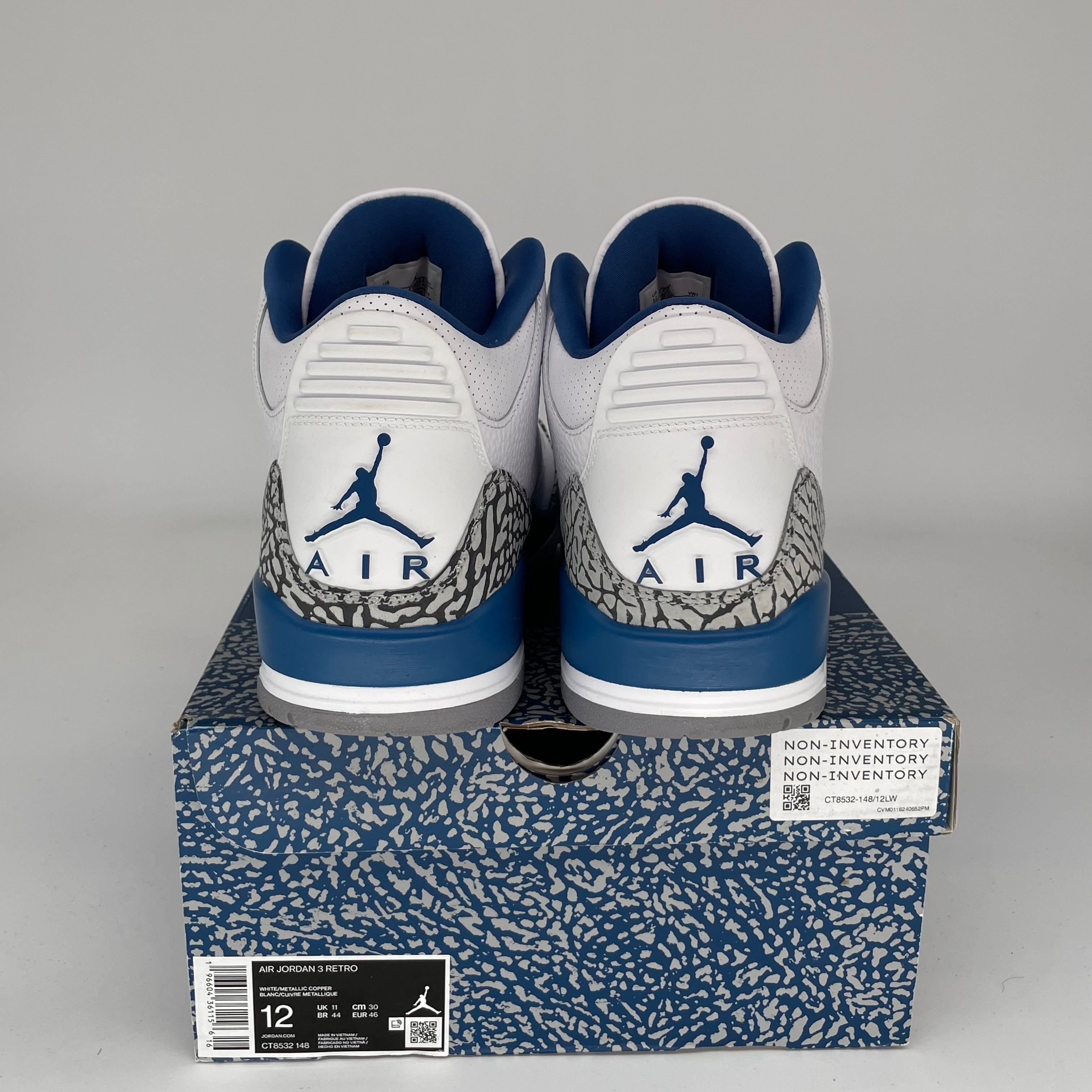 Original Air Jordan 3 Retro 'Wizards' Men's Basketball Shoes Size 12 - CT8532-148 | Authentic Nike Sneakers for Sports, Streetwear & Collectors