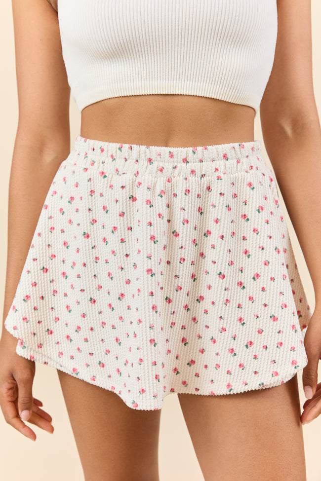 Just Focus Ivory Florette Skort - Women's Tennis Skirt with Built-in Shorts for Sports & Casual Wear | Perfect for Tennis, Golf, Running & Everyday Outfits