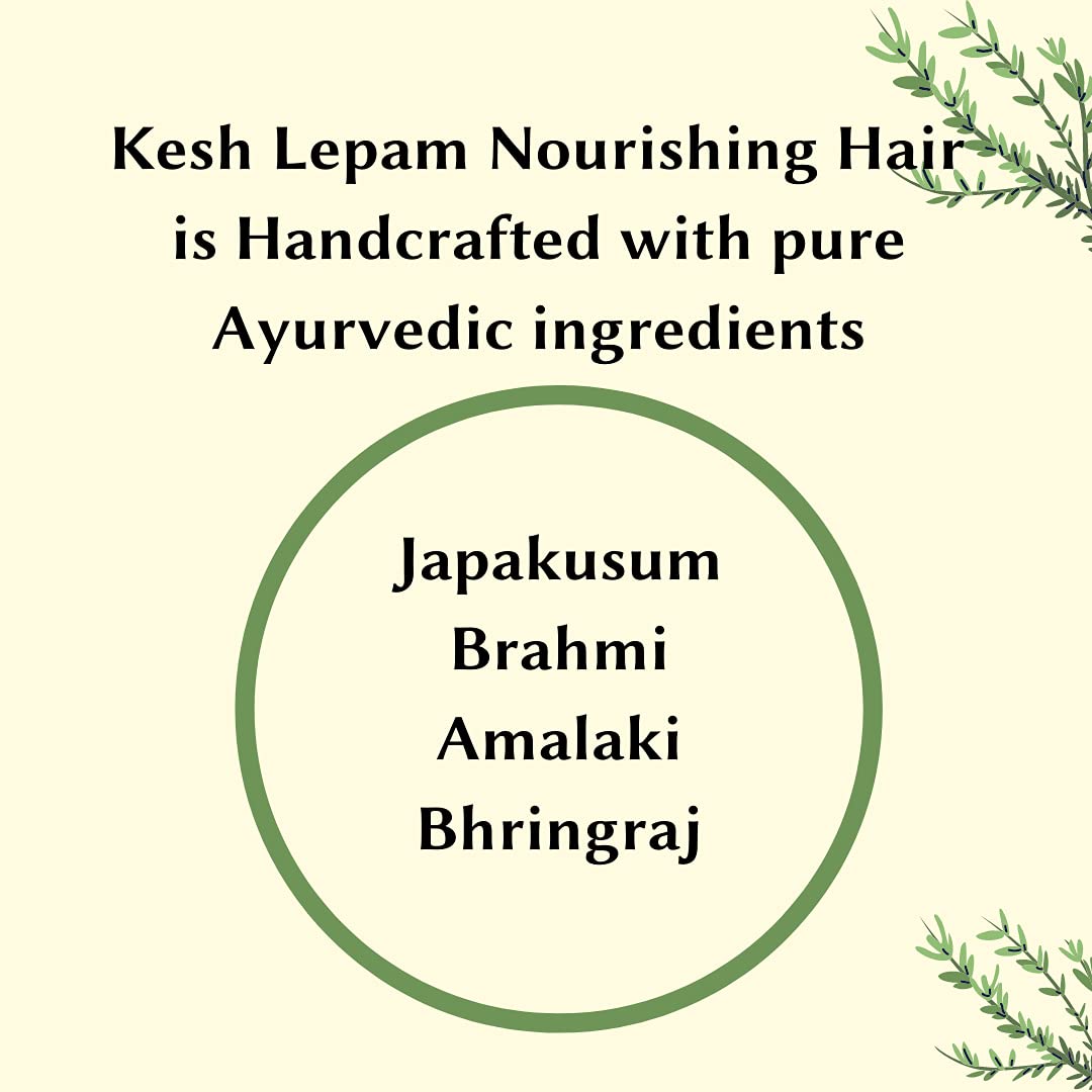 Kesh Lepam Ayurvedic Hair Mask Powder - 70g with Pure Herbal Ingredients for Nourishing & Strengthening Hair - Perfect for Dry, Damaged Hair Care at Home