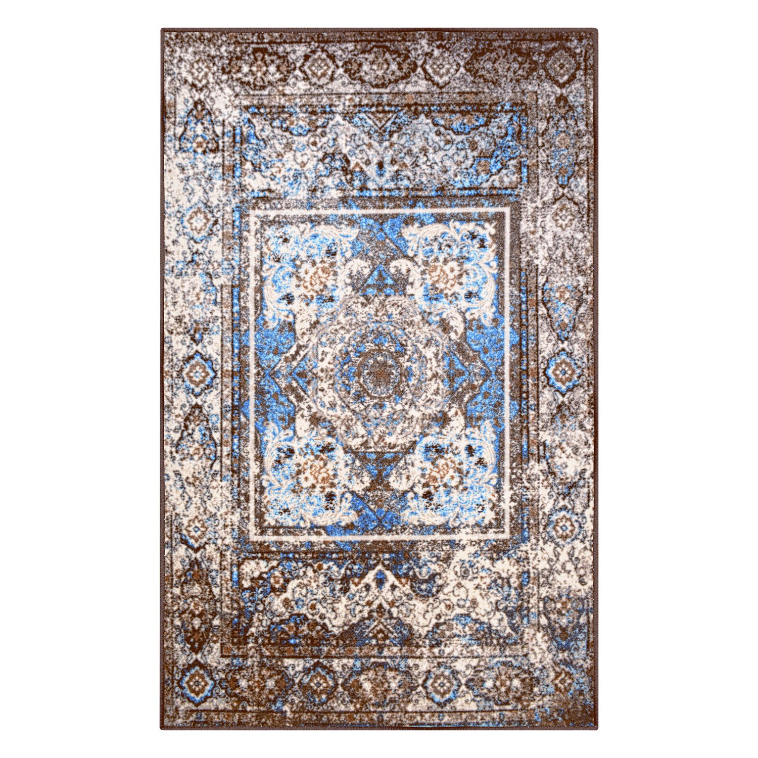 Ezra Non-Slip Area Rug 8'x10' - Digital Print, Washable & Low Maintenance - Affordable Fashion Rug for Living Room, Bedroom, Office