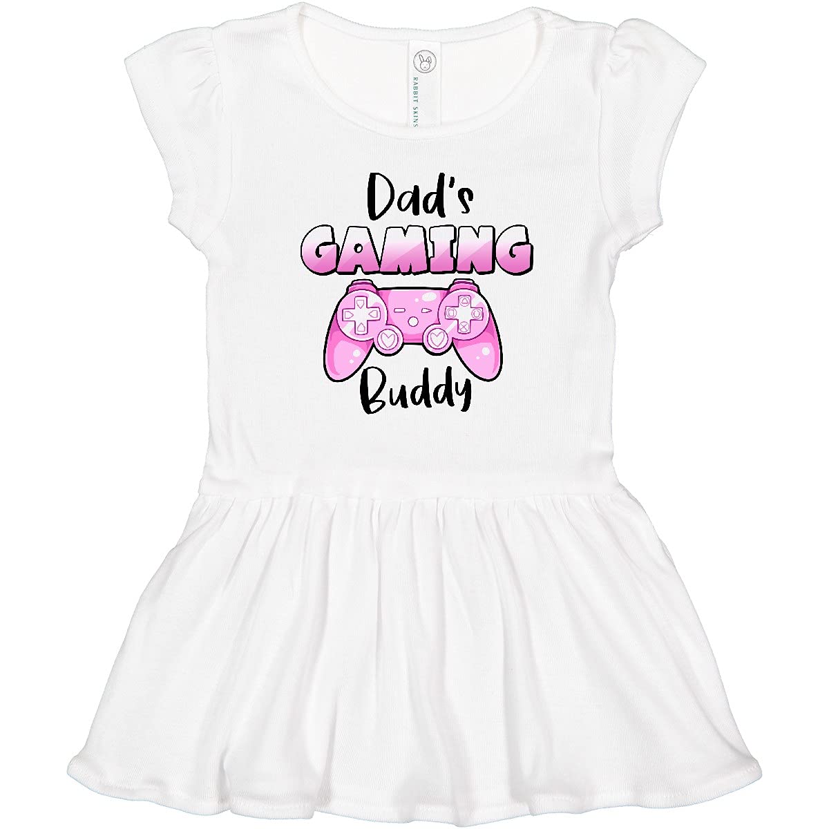 Inktastic Dad's Gaming Buddy - Pink Controller Toddler Dress for Girls | Cute Gamer Outfit | Father Daughter Matching Game Day | Birthday Gift for Toddlers | Perfect for Family Game Nights & Cosplay Events