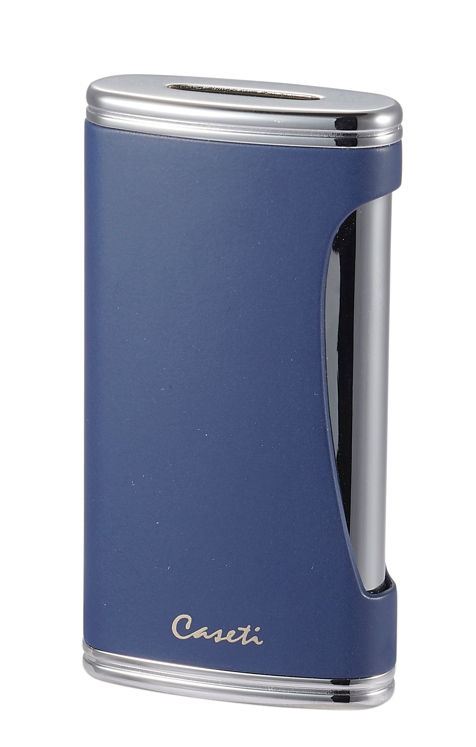 Caseti BigFlat Navy Blue Cigar Lighter - Windproof Refillable Butane Torch for Cigars, Cigarettes & Outdoor Use - Perfect for Camping, BBQ & Travel Accessories