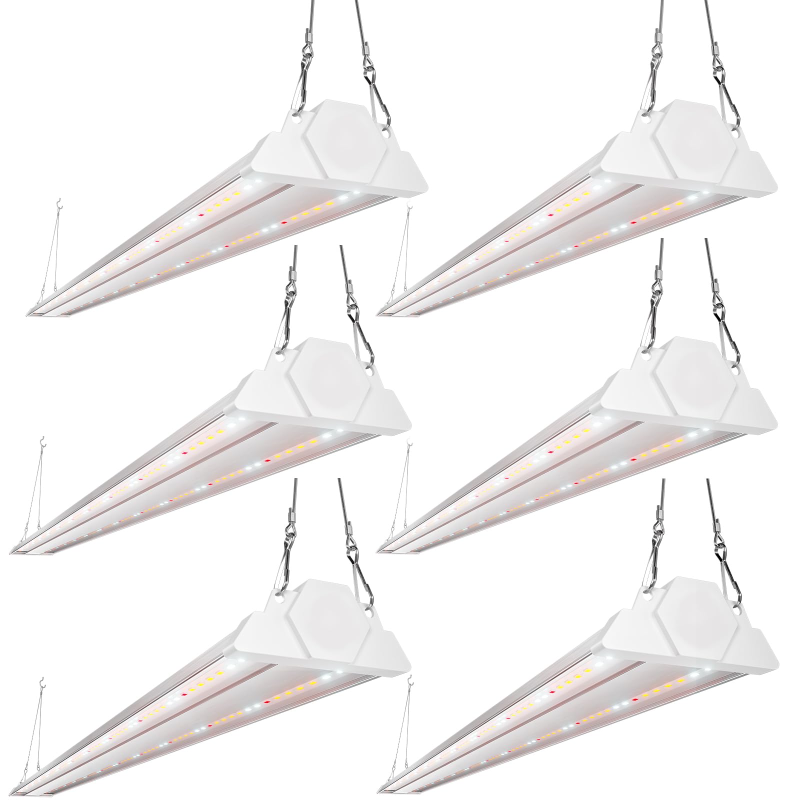 FREELICHT 6 Pack 4ft LED Grow Light, 60W (350W Equivalent) - Full Spectrum Sunlike Plant Light for Hydroponics, Indoor Plants, Succulents, Seedlings, Veg & Flower | Plug-in with On/Off Switch | Perfect for Greenhouses, Grow Tents & Home Gardening