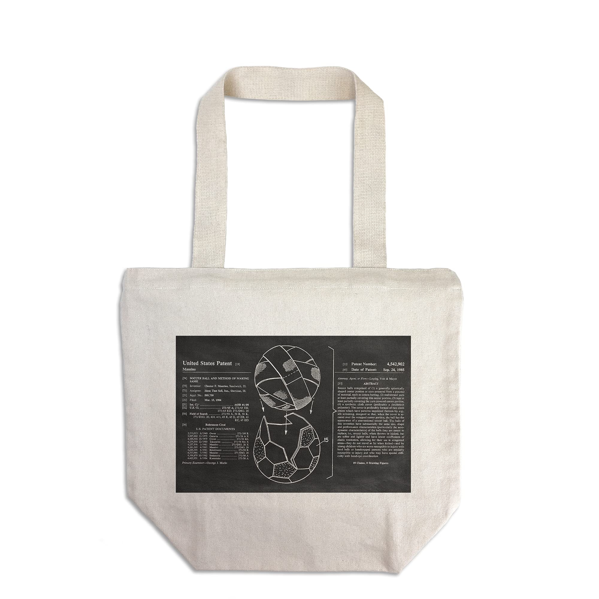 Lantern Press Blackboard Patent Soccer Ball Tote Bag - 100% Cotton Canvas Reusable Shopping Bag for Groceries, Beach & School Supplies