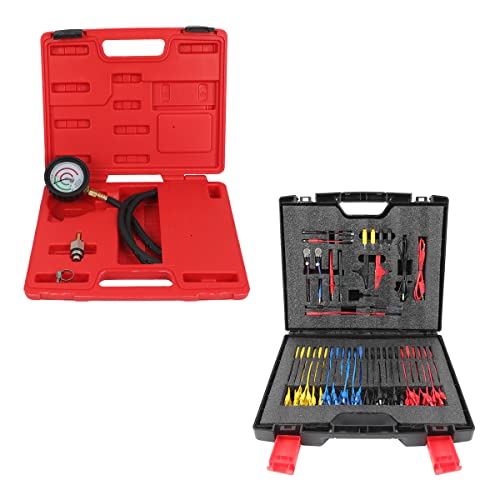 92-Piece Automotive Circuit Test Leads Kit with Back Pressure Gauge & 6-Foot Hose - Professional Multimeter Test Leads Set for Auto Diagnostic & Engine Performance Testing | Ideal for Mechanics, DIY Car Repairs & Electrical System Troubleshooting