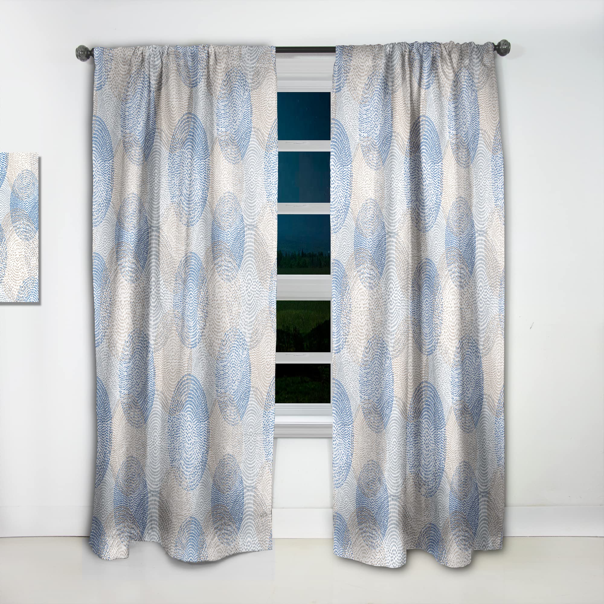 DesignQ Abstract Retro Thermal Insulated Curtains - Single Panel 52x90 Inches - Blackout Drapes for Bedroom & Living Room - Perfect for Home Decor & Light Control