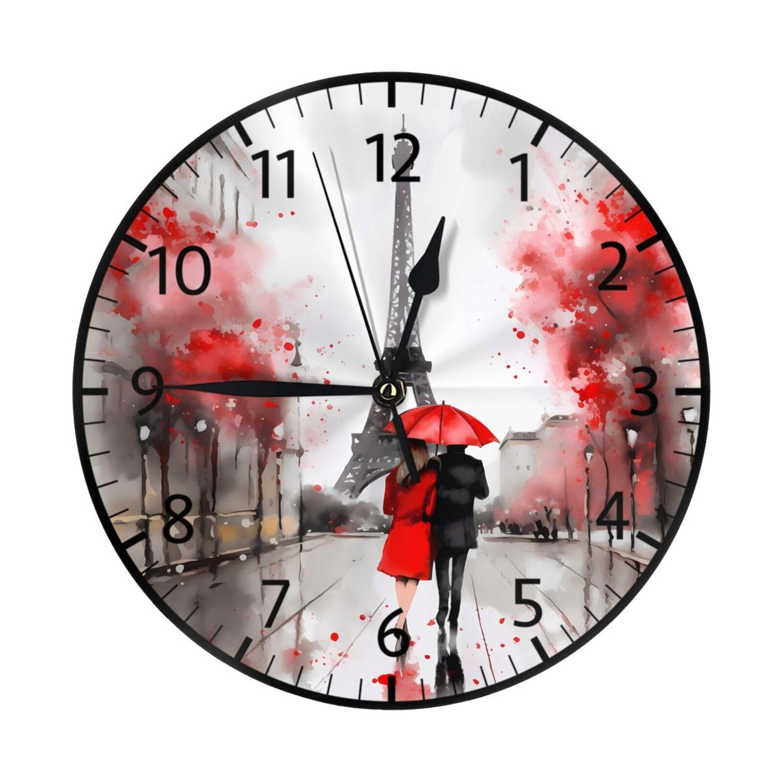 Vintage Paris Eiffel Tower Wall Clock - 10 Inch Round Silent Non-Ticking French Home Decor for Living Room, Bedroom & Office | Romantic France-Themed Decorative Clock