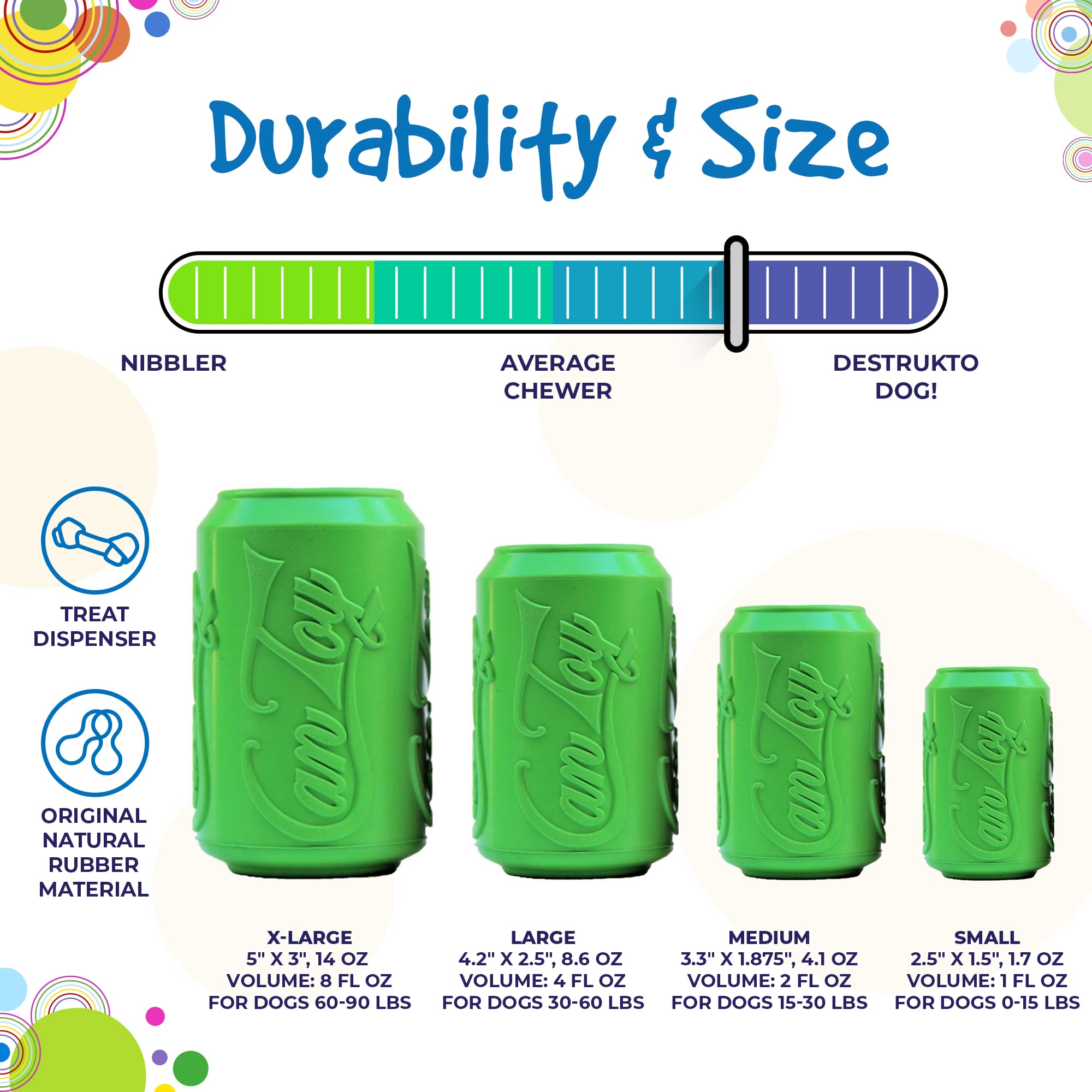 **SodaPup Soda Can Dog Toy – Non-Toxic Natural Rubber Chew & Treat Dispenser for Mental Stimulation & Anxiety Relief – Durable USA-Made for Aggressive Chewers – Perfect for Playtime & Training**