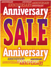 Vinyl Window Sign for Anniversary Sale - Decorative Swirls Design | Perfect for Storefronts, Retail Displays & Promotional Events