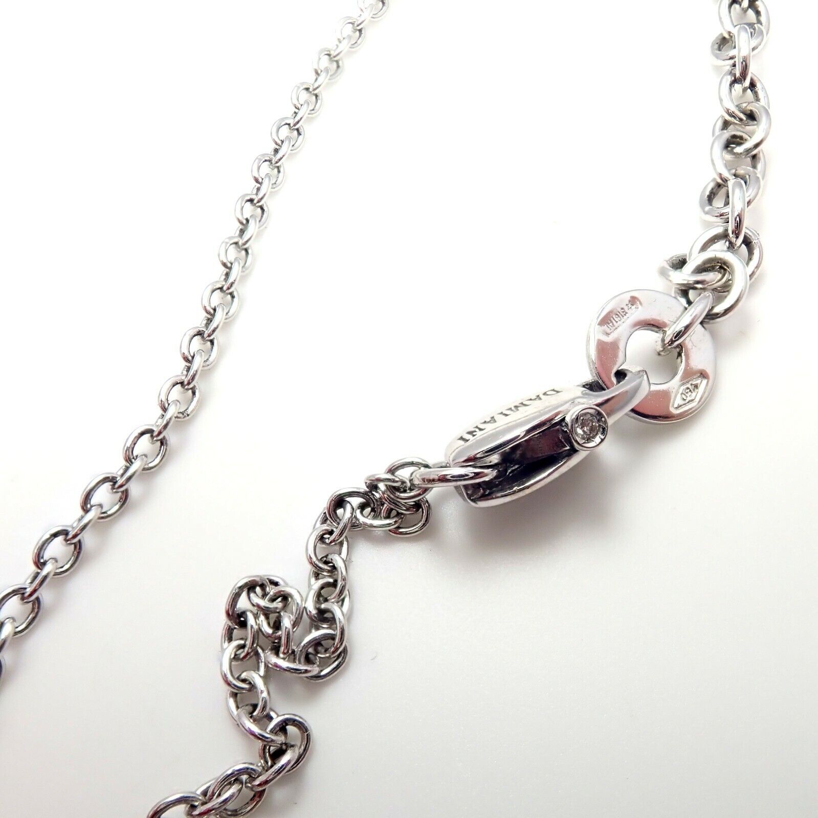 Luxury Damiani 18K White Gold 6ctw Diamond Spiral Teardrop 3 Motif Necklace - Elegant Jewelry for Women, Perfect for Weddings, Anniversaries & Special Occasions