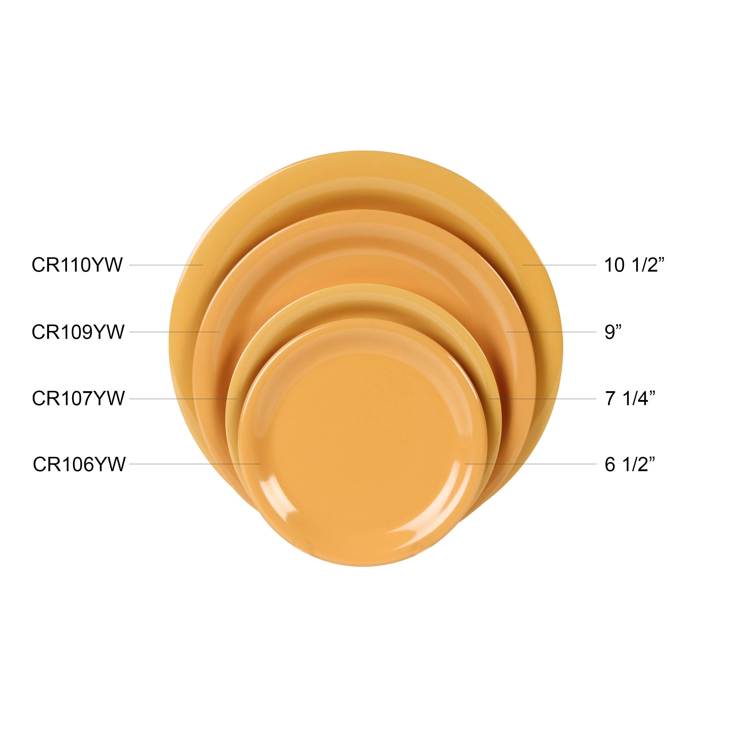 Premium 9-Inch Yellow Melamine Dinner Plates - Set of 12, Narrow Rim Round Plates for Restaurants, Picnics & Outdoor Dining | Durable & Lightweight Dishware