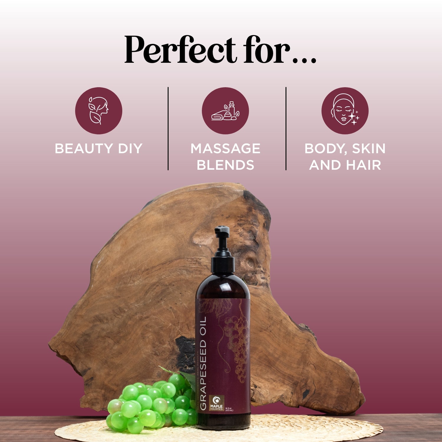 Organic Cold-Pressed Grapeseed Oil - 100% Pure Natural Cooking Oil for High Heat & Skin Care - Perfect for Frying, Baking, Salad Dressing & DIY Beauty Products