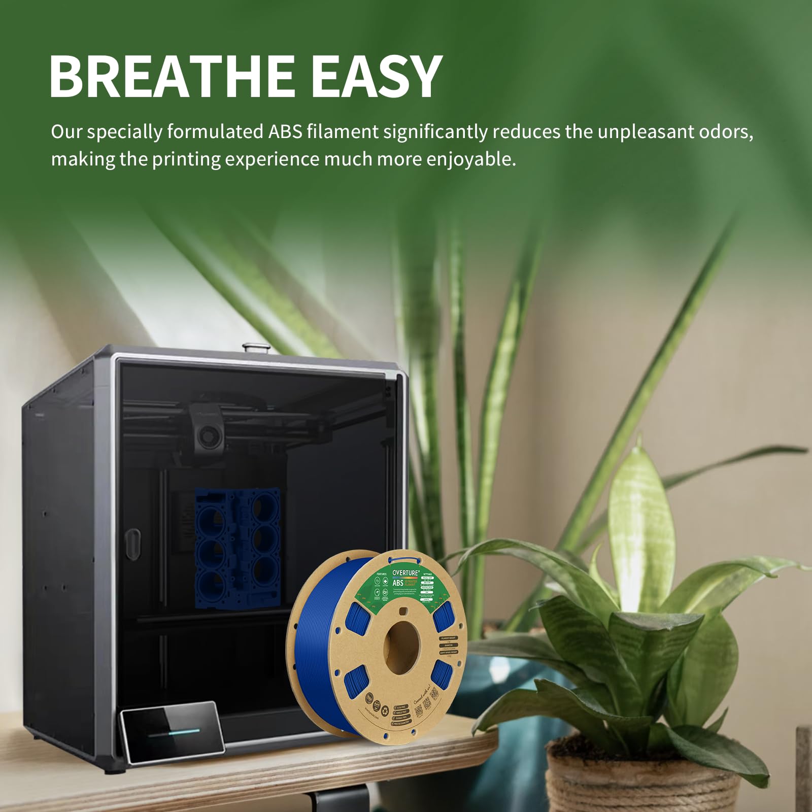Overture ABS Filament 1.75mm 1kg (2.2lbs) - High Precision 3D Printer Filament with +/- 0.02mm Dimensional Accuracy - Compatible with Most FDM Printers (Blue) - Perfect for DIY Projects, Prototyping & Home 3D Printing