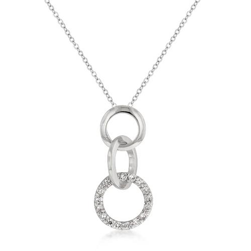 Elegant Rhodium Plated Triplet Hoop Pendant Necklace - Perfect for Women's Fashion Jewelry, Gift Giving & Special Occasions